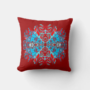 Cojín Decorativo Rojo brillante azul sobre diseño de mandela como j