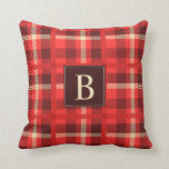 Cojín Decorativo Rojo clásico con cualquier monograma<br><div class="desc">Para este cómodo estilo rústico de cálido franela roja,  este clásico diseño de manta roja está adornado con un monograma que se puede editar con su propio texto inicial o de otro tipo. Es una gran elección en cuanto a decoración para todas las edades.</div>