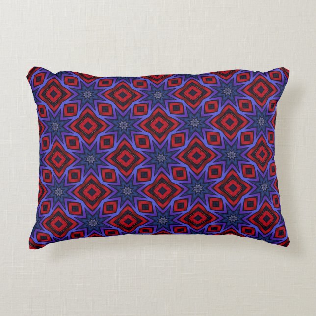 Cojín Decorativo Rojo Con Estrellas Azules (Anverso)