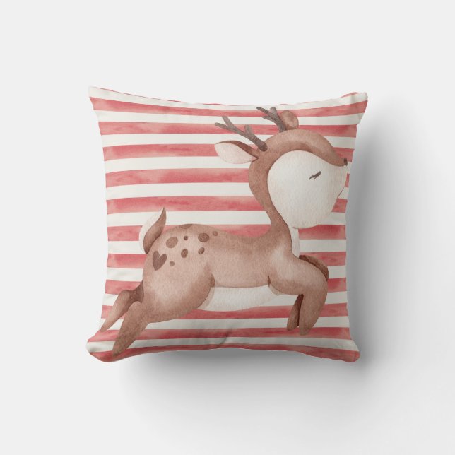 Cojín decorativo Rojo con Rendeer (Anverso)