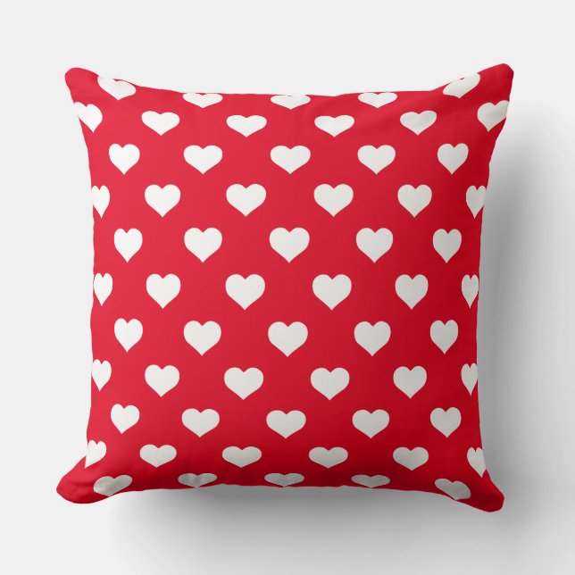 Cojín decorativo Rojo Corazones de Polka (Anverso)