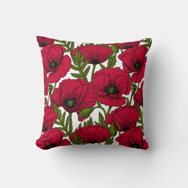 Cojín Decorativo Rojo de adormidera 2 (Anverso)