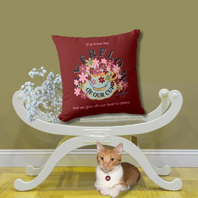 Cojín decorativo rojo de desbordamiento (Overflow Pillow and Charm in Red by Poet Adiela Akoo. Shop my store for more fab finds & gr8t gifts!)