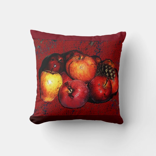 Cojín decorativo-Rojo de manzanas de los abuelitos (Anverso)