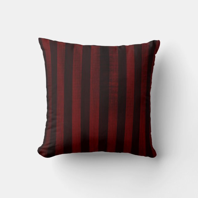 Cojín Decorativo rojo de moda y rayas negras (Anverso)