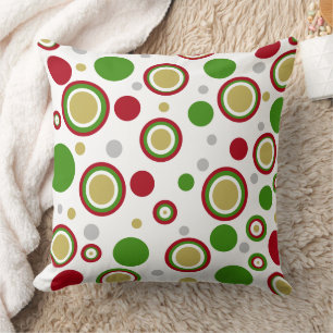 Cojín Decorativo Rojo de Navidad Verde Plata Oro Lunares