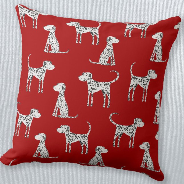 Cojín Decorativo Rojo de perro de Dalmacia (Fun Dalmatian dog red pillow)
