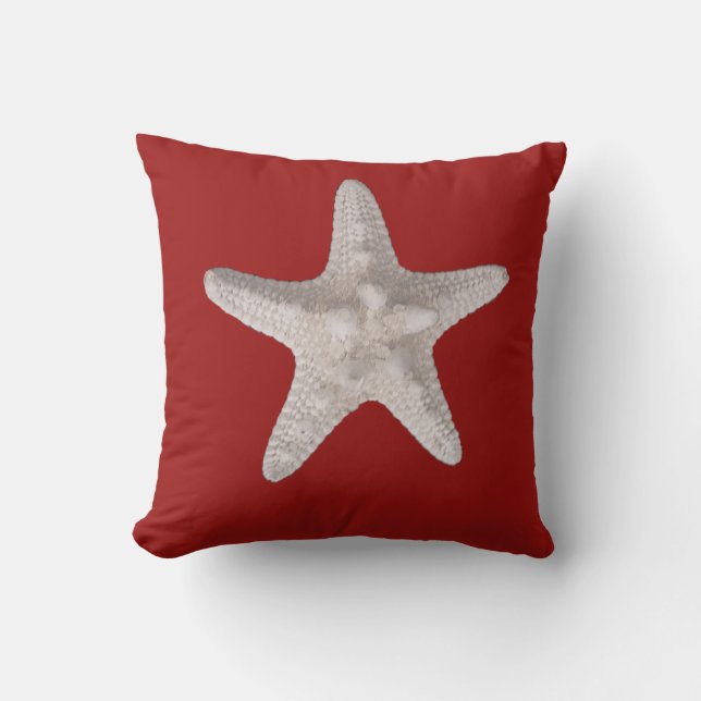 Cojín decorativo Rojo de Playa Náutica Starfish (Anverso)