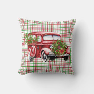 Cojín decorativo rojo del camión del vintage