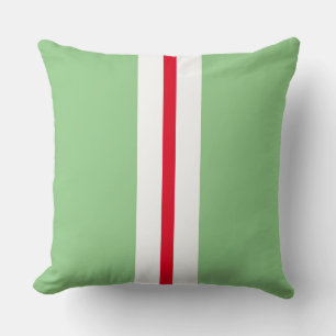 Cojín Decorativo Rojo deportivo blanco rayas de carreras en verde c