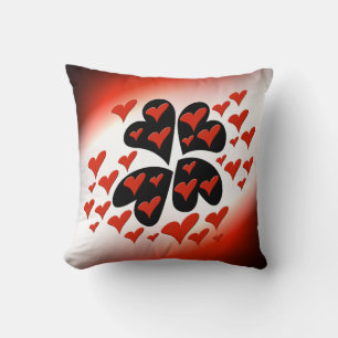 Cojín Decorativo Rojo en los corazones negros
