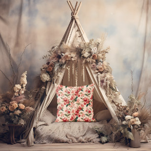 Cojín Decorativo Rojo en rosa Hibiscus Floral