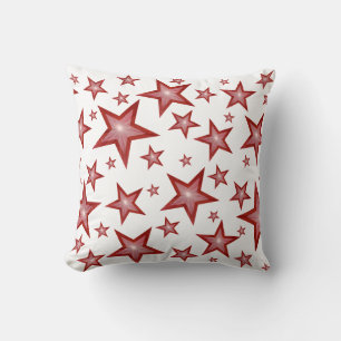 Cojín Decorativo Rojo Estrellas Blanco 'Texto' espalda blanca cuadr
