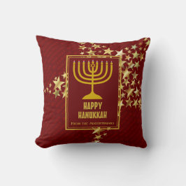 Cojín Decorativo Rojo | FELIZ HANUKKAH con | Menorah