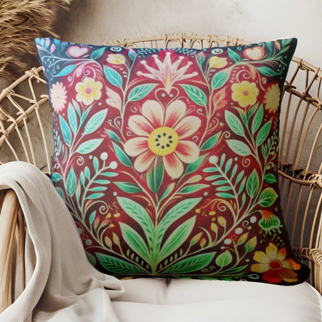 Cojín decorativo Rojo Florido (Subido por el creador)