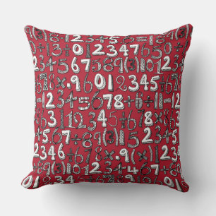 Cojín Decorativo rojo garabato de matemáticas