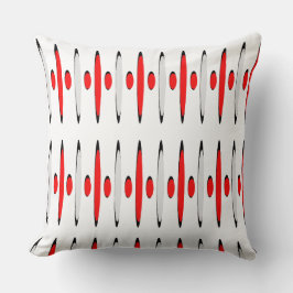 Cojín Decorativo Rojo Gris Negro Retrofuturismo Diseñador Modernist