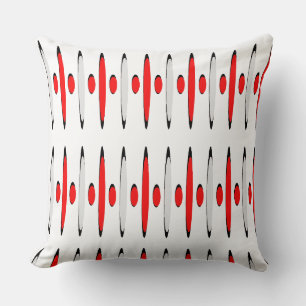Cojín Decorativo Rojo Gris Negro Retrofuturismo Diseñador Modernist