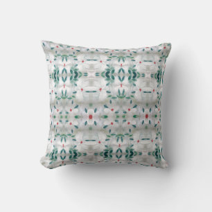 Cojín Decorativo Rojo Gris Verde Y Blanco
