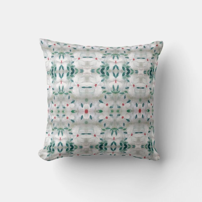 Cojín Decorativo Rojo Gris Verde Y Blanco (Anverso)
