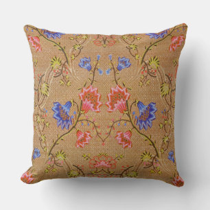 Cojín Decorativo Rojo Imperial y Dorado Motivo Floral Entrelazado d