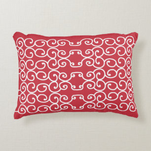 Cojín Decorativo Rojo ladrillo con rollos blancos