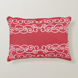 Cojín Decorativo Rojo ladrillo con rollos blancos