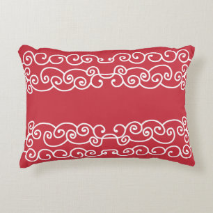 Cojín Decorativo Rojo ladrillo con rollos blancos