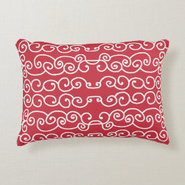 Cojín Decorativo Rojo ladrillo con rollos blancos