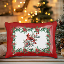 Cojín Decorativo Rojo Mockingbird Poinsettia Borders Elegante