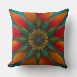 Cojín Decorativo rojo naranja azul turquesa verde floral estilo mar