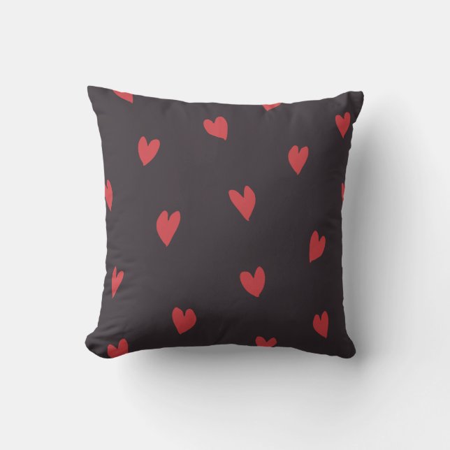 Cojín decorativo rojo negro amoroso (Anverso)