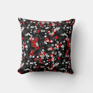 Cojín Decorativo Rojo Negro Blanco y gris abstracto geométrico
