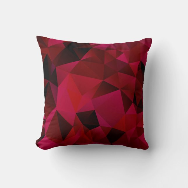 Cojín Decorativo Rojo negro, poligonal (Anverso)