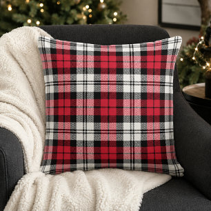 Cojín Decorativo Rojo Negro Tartán Cuadros Navidad