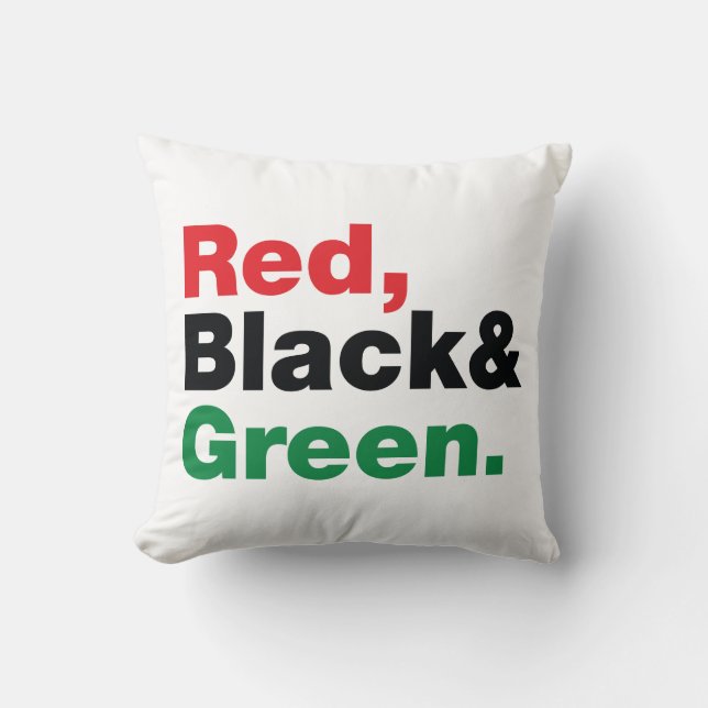 Cojín Decorativo Rojo, Negro y Verde. (Anverso)