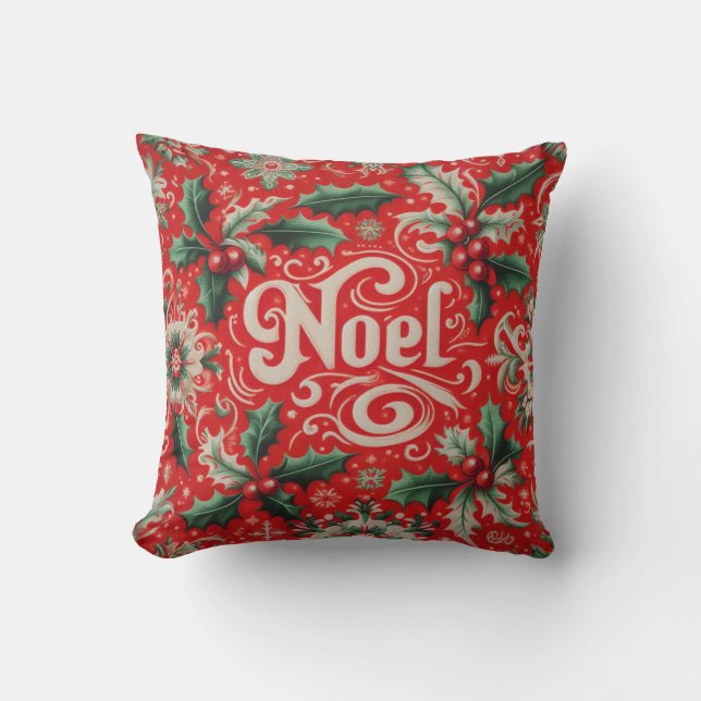 Cojín Decorativo Rojo Noel y Verde (Anverso)