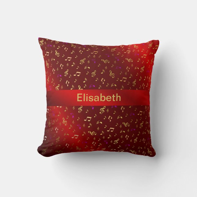 Cojín Decorativo rojo, nota, musical, melodía, música, sonido, sign (Anverso)
