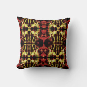 Cojín Decorativo Rojo Oro Tan Brown Vidrio Manchado Mosaicos Grande