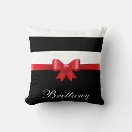 Cojín Decorativo ROJO personalizado, negro negrita franjas ELEGANTE