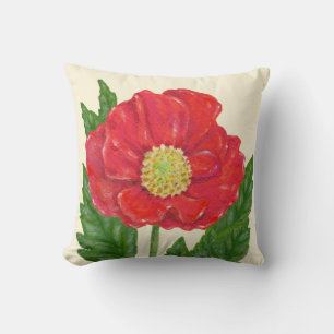 Cojín Decorativo Rojo Poppy cuadrado almohadilla
