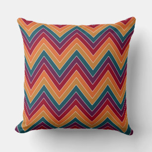 COJÍN DECORATIVO ROJO PURPLE NARANJA VERDE AZULADO AMARILLO ZIG ZAG