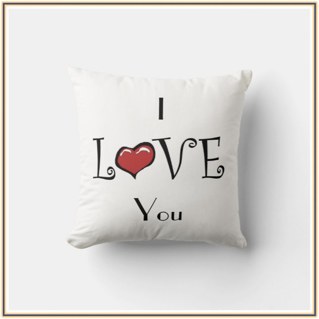 Cojín Decorativo Rojo romántico y blanco te amo (Subido por el creador)