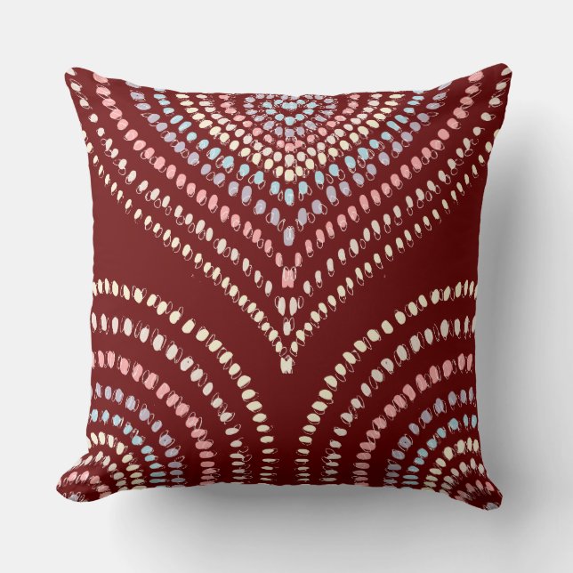 Cojín Decorativo rojo rosa amarillo azul concéntrico Corazón arcoir (Anverso)