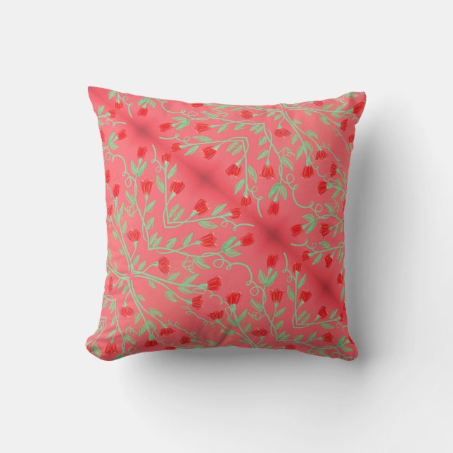 Cojín decorativo Rojo Rosa Y Verde De Mint (Anverso)