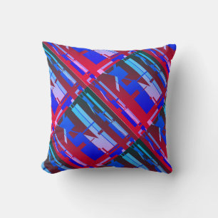 Cojín Decorativo Rojo Royal Blue Aqua Diagonal Rosa Aspecto Suroest
