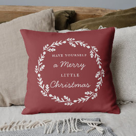 Cojín Decorativo Rojo Rústico Feliz Pequeña Navidad