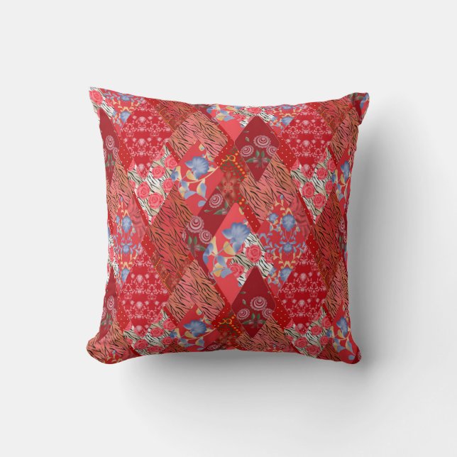 Cojín Decorativo Rojo, rústico, retoño (Anverso)