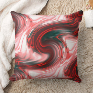 Cojín Decorativo Rojo S-curves pinceladas y vidrio cremoso rosado