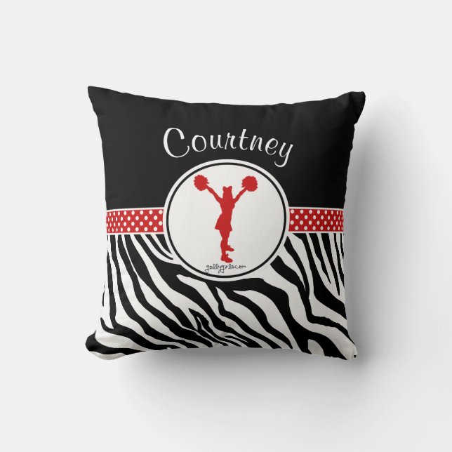 Cojín Decorativo Rojo su animadora/Pom conocidos del estampado de (Anverso)